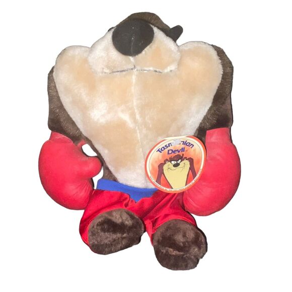 Vintage Plush Tazmanian Devil Warner Bros Boxing Glove Bedroom Decor Gift 11" - Picture 4 of 13
